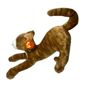 TY Classic Stretch Orange Tabby Cat Arched 13" Plush Stuffed Toy 1999 Heart Tag